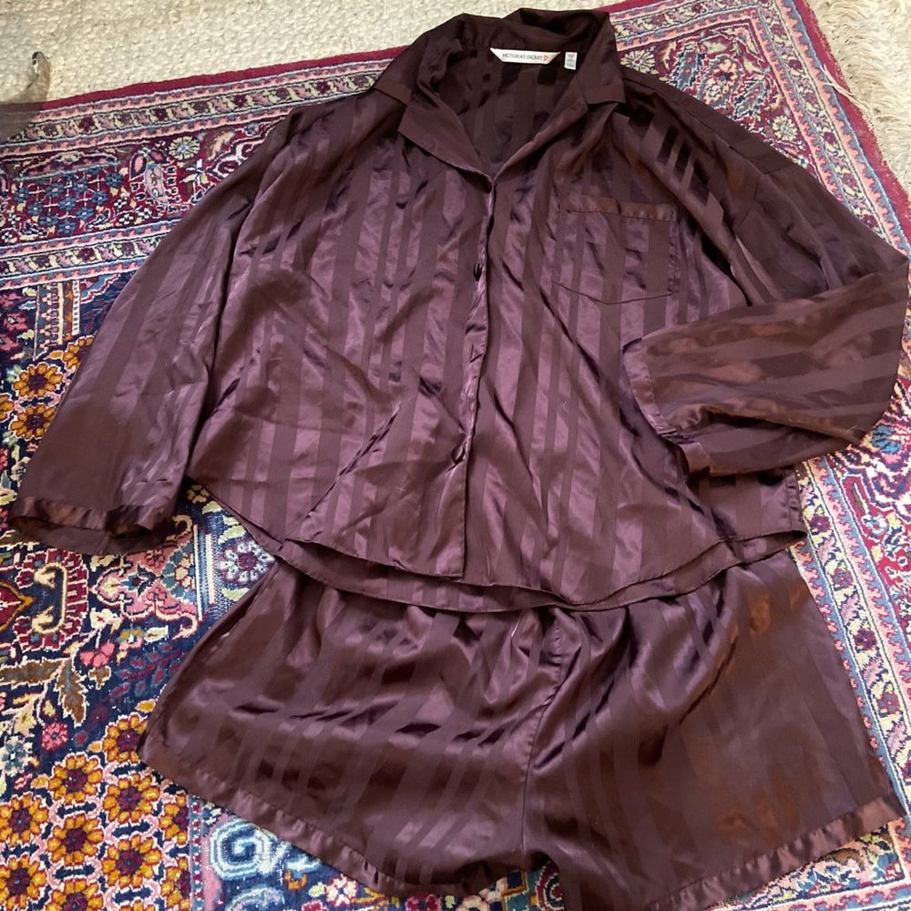 Vintage Victoria's Secret Silky Button Down Pajamas Short Set